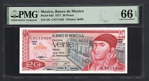 Mexico 20 Pesos 1977 P64d Uncirculated Grade 66 - Picture 1 of 2