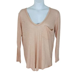 We The Free Women's Size XL Betty Long Sleeve Semi Sheer Misty Mink Top - Picture 1 of 6