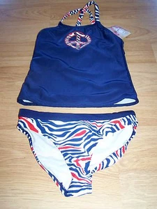 Size S 6-6X OP Ocean Pacific Tankini Swimsuit Swim Suit Patriotic Zebra Peace - Picture 1 of 4