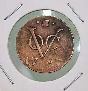 1787 Dutch Netherlands VOC 1 Duit New York Penny Utrecht Rare Date Coin_O41 - Picture 1 of 4