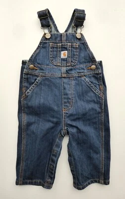 NWOT Carhartt Bib Overalls Boys 9 Months Blue Denim Sanforized Master Cloth - Image 1 of 4