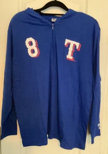 Texas Rangers MLB 1/4 Zip Up Promotional Long Sleeve T-Shirt Blue Men's Size XL - Picture 1 of 3