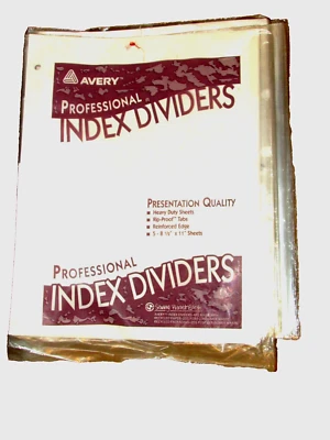 AVERY 5 TAB DIVIDERS 1 set clear insertable, 3 hole punched 8.5 x 11" (officeD) - Image 1 of 2