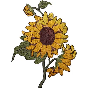 Sunflower Embroidered Iron / Sew On Patch Dress Jeans Flower Embroidery Badge - Picture 1 of 1