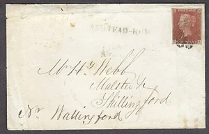 1841 1d ROTBRAUNE IMPERFPLATTE 39 BUCHSTABEN T - K AUF UMSCHLAG - Bild 1 von 3