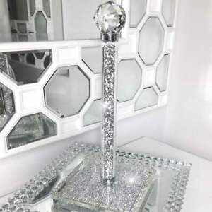 CRUSHED DIAMOND SILVER CRYSTAL FILLED KITCHEN ROLL HOLDER TISSUE HOLDER/ROLL💎