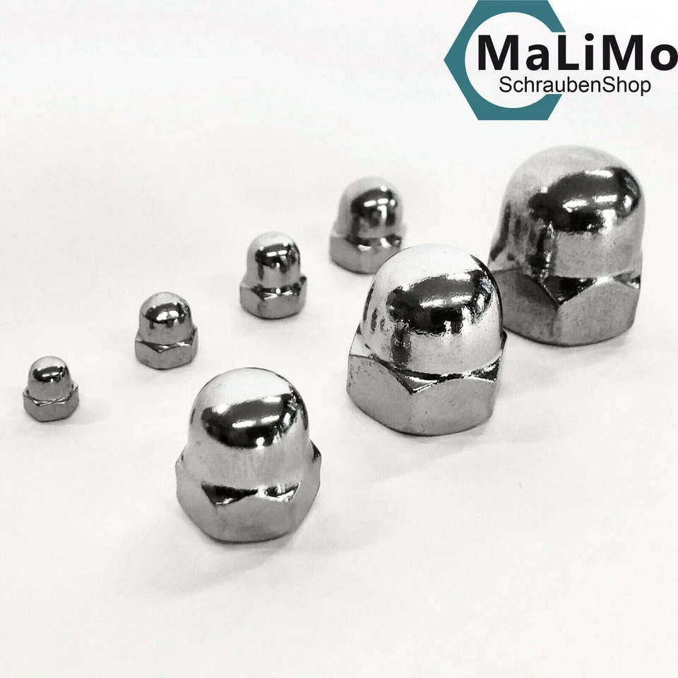 RIPOX Hutmutter DIN 1587 hohe Form Edelstahl A2 V2A rostfrei Hutmuttern Muttern M3-M24