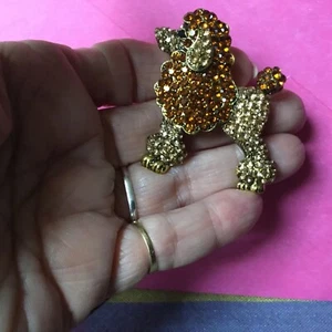 Vintage Rhinestone Poodle Brooch 2” Colorful - Picture 1 of 5