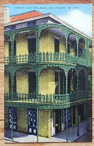 Lace Grillwork New Orleans Louisiana LA Barge Postcard PC 1940s EC Kropp Unused - Picture 1 of 1