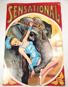 GROSSES VINTAGE KRAFT SENSATIONELLES ZIRKUS POSTER dick 23,5 x 35 - Bild 1 von 8