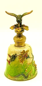 Jeweled Cardinal Bird Crystal Perfume Bottle trinket box ornaments green multi - Picture 1 of 7