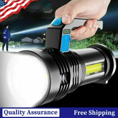 9900000LM LED Flashlight High Lumens Tactical Flash Light USB Rechargeable Torch - Image 1 of 4