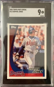 2002 TOPPS POST CEREAL CHIPPER JONES #12 SGC 9 HALL OF FAME POP 2 - Picture 1 of 2