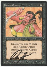 Arabian Nights MTG  Hasran Ogress  Dark  Magic Common Signed