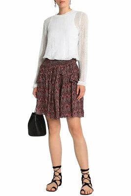 IRO Floral-Print Crepe De Chine Mini Skirt M Women Casual Ruffled Shot NW 17569 - Image 1 of 4