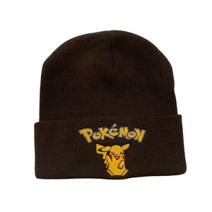 Vintage Pokemon Pikachu Y2K Cartoon Winter Beanie Hat Stocking Cap Knit Yellow - Picture 1 of 8