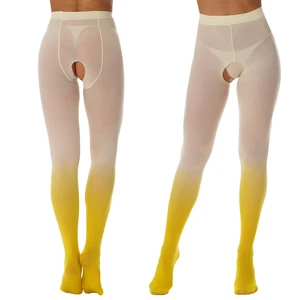 Women's Crotchless Pantyhose Stockings Footed Shimmer High Waist Tights Trousers - Picture 1 of 12