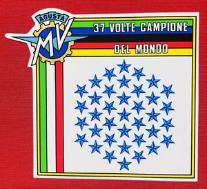 NOS-MV Agusta 37-Time World GP Champions Sticker for 1970s Models -  Fuel Tank - Picture 1 of 6