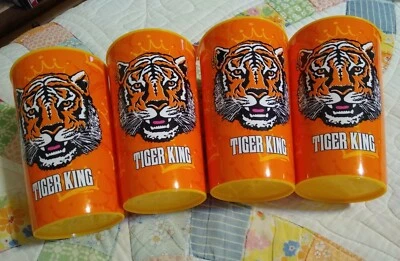 Netflix TIGER KING 🐅 Glossy Orange 18 oz. Plastic Cups Party Favor Set of 4 🆕 - Image 1 of 4
