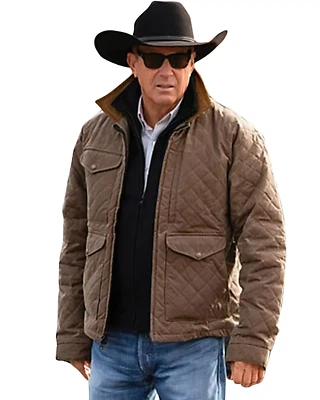 Chaqueta acolchada de algodón marrón Yellowstone Kevin Costner John Dutton temporada 4 para hombre Foto 1 de 4