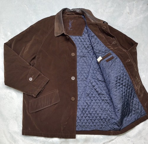 SAINT LAURENT (YSL) Yves Saint Laurent YSL Cappotto Uomo Morbido Giacca Marrone Soprabito Foderato Taglia L