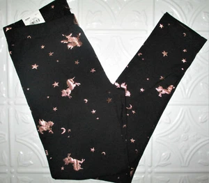 SO Perfectly Soft Legging Black Rose Gold Unicorns Girls Size Medium 12 NWT - Picture 1 of 2