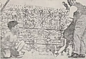FOTO AUTÉNTICA ORIGINAL MEXICANA JOE RIVERS vs AD WOLGAST LUCHA 23 DE ENERO DE 1914 - Imagen 1 de 2