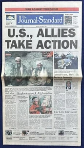 U.S., ALLIES TAKE ACTION Missiles Fired at Bin Laden / IL Newspaper / 10-8-01 - Picture 1 of 5