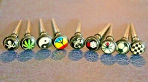 Logo Surgical Steel Spike Fake Taper Earring Ear plug Piercing Stretcher Cheater - Picture 1 of 4