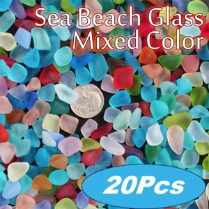 sea beach glass mixed color lot bulk wholesale blue green red jewelry 20pcs - Picture 1 of 3