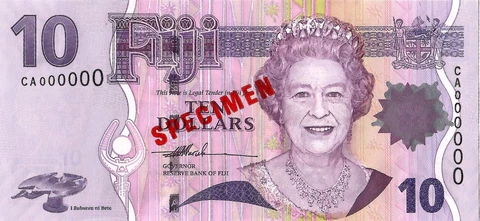 Fiji 10 Dollars, 2007, P-111s1, Queen Elizabeth II Banknote UNC - SPECIMEN Cover