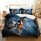 3D Motorbike Motocross Bedding Set 2/3PC Duvet Cover & Pillowcase All Size &1