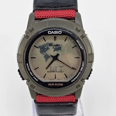 VTG Casio Men's Watch 37MM World Time Twincept ABX-20 New Canvas Bands Battery - Image 1 of 4