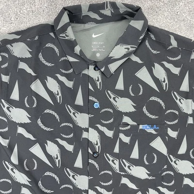 Camisa UCLA Para Hombres Extra Grande Negra Nike Dri Fit Atletismo Botón Foto 1 de 4