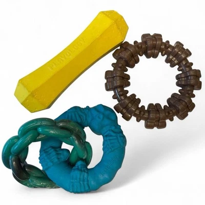 Lote de juguetes masticadores agresivos usados para perros grandes: ¡Rmolitty, Nylabone y playología! Foto 1 de 4