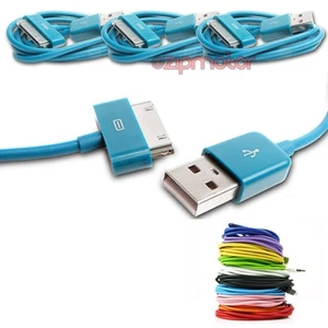 3X 6FT 30-PIN USB SYNC DATA POWER CHARGER AQUA BLUE CABLE IPHONE IPOD TOUCH IPAD - Afbeelding 1 van 1