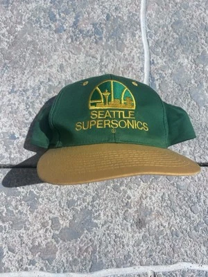 De Colección Seattle SuperSonics SnapBack Sombrero Verde Y Amarillo - Años 90 NBA Foto 1 de 3