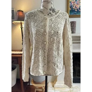 Paul Et Duffier Vtg Women's Size 2 Crochet Sweater Longsleeves Vintage grandma - Picture 1 of 9