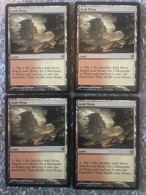 x4 Arid Mesa - Zendikar - Authentic. Spot test, see photos. Lightly Played LP - Image 1 of 4