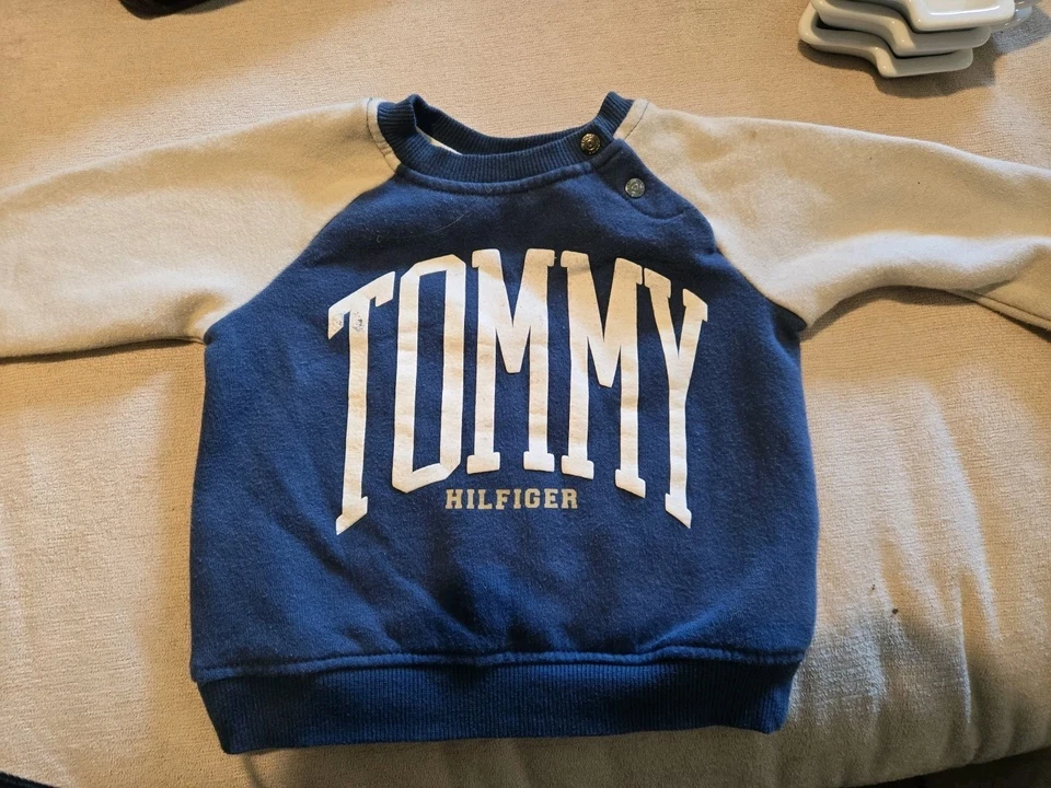 Tommy Hilfiger Infant Boy's Size 12M Blue & Tan Pullover Sweatshirt - Image 1 of 1