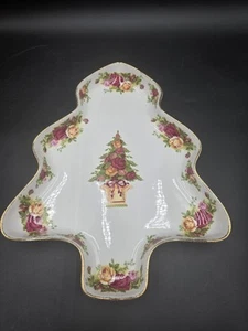 Piatto vassoio a forma di albero di Natale Old Country Roses Royal Albert - Foto 1 di 9