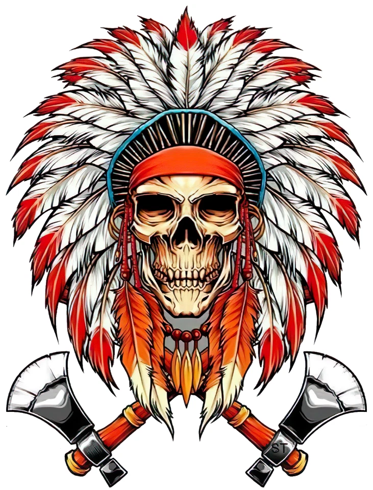 НОВАЯ виниловая наклейка на окно автомобиля ИНДИЙСКОГО вождя ЧЕРЕПА для ноутбука грузовика - Изображение 1 из 4