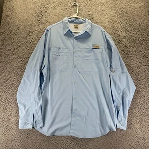 Columbia Button Shirt Mens XL Blue PFG Performance Fishing Long Sleeve Vented - Picture 1 of 11
