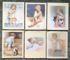 KINDERZIMMER KUNST: 6 BESSIE PEASE GUTMANN BABY SÄUGLING WELPEN KÄTZCHEN KALENDER DRUCKE - Bild 1 von 2