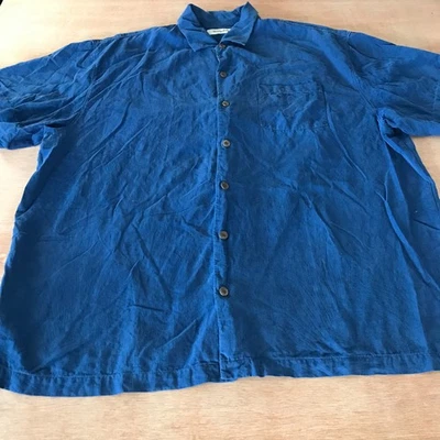 Tommy Bahama 100% Silk Hawaiian Shirt Men XL Blue Button Up Pocket Short Sleeve - Image 1 of 4