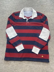 Brooks Brothers Langarm Rugby Polo XL Extra Large blau rot Ellenbogen Patches - Bild 1 von 13