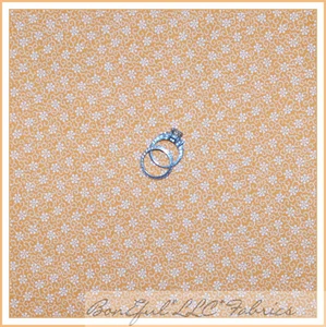 BonEful Fabric FQ Cotton Quilt Orange Peach White Flower Calico Small Dot Swirl - Picture 1 of 11