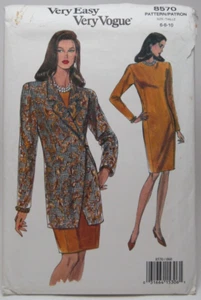 8570 Vogue Nähmuster sehr einfach Vogue Vintage 1993 Kleid & Jacke Gr. 6-8-10 uc - Bild 1 von 8