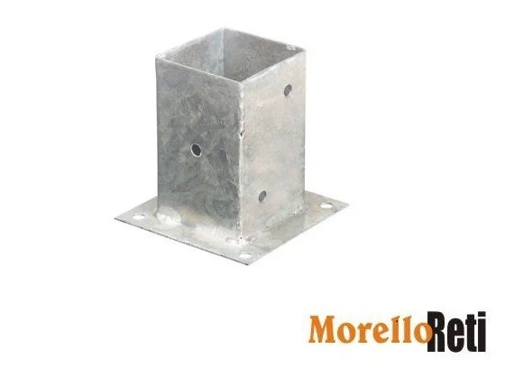 SUPPORTO ZINCATO PORTA PILASTRO MORALE A BICCHIERE  PER TRAVETTO IN LEGNO  - Immagine 1 di 2