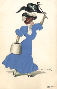 College Girl Yale University Connecticut Earl Christy Embossed Dress Postcard - Picture 1 of 2
